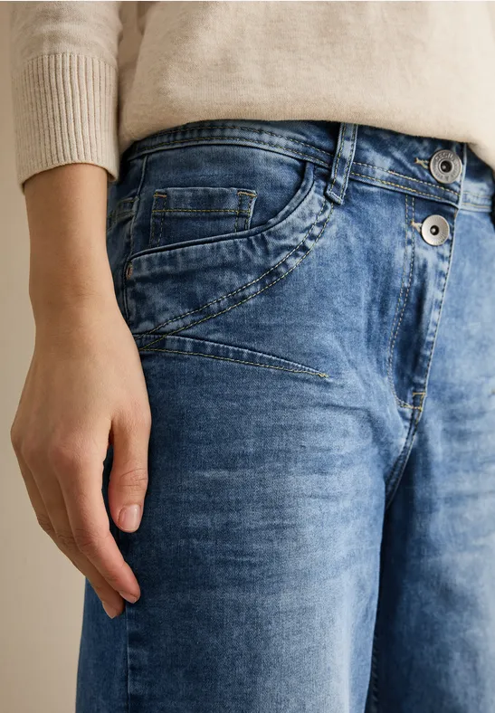 Wide Legs Jeans mid blue used wash