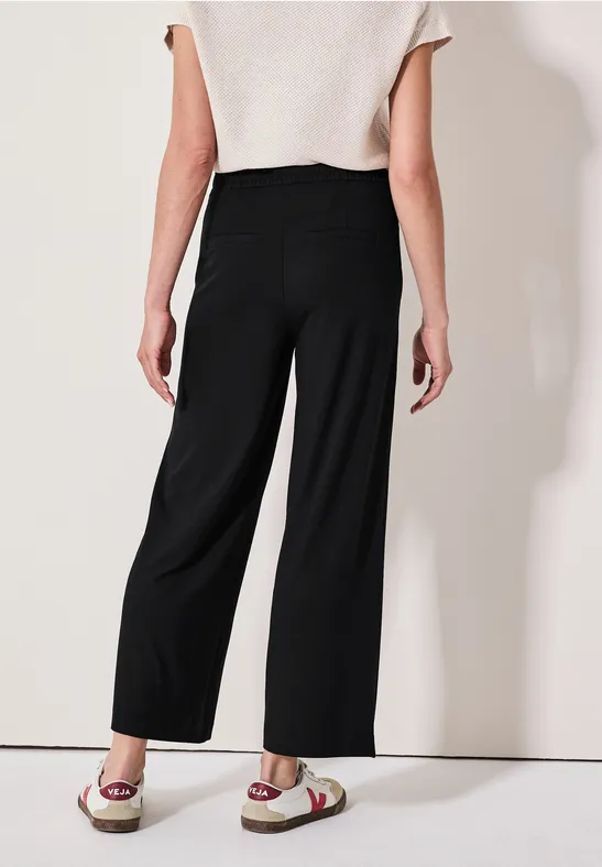 Wide Leg Jersey-Hose Black