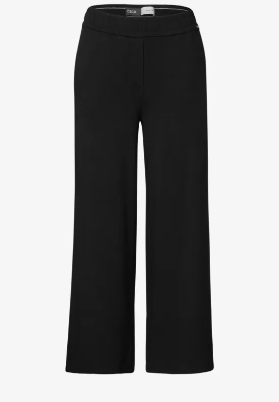 Wide Leg Jersey-Hose Black