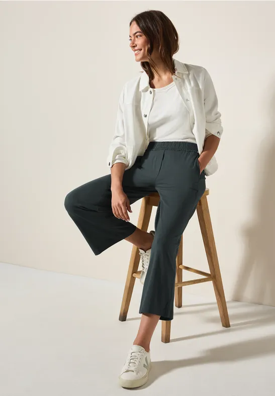 Wide Leg pantalon en jersey slate khaki