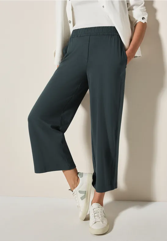 Wide Leg pantalon en jersey slate khaki