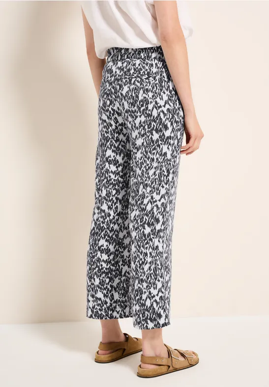 Gemusterte Wide Leg Hose vanilla white
