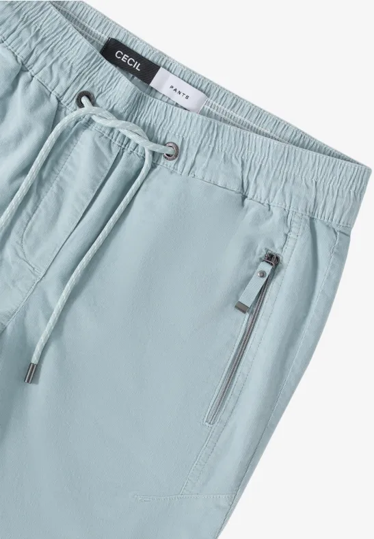 Comfortabele corduroy broek light mint blue