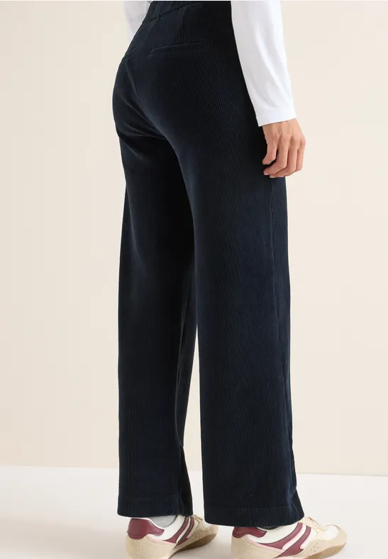 Wide Leg Cordhose dark blue corduroy