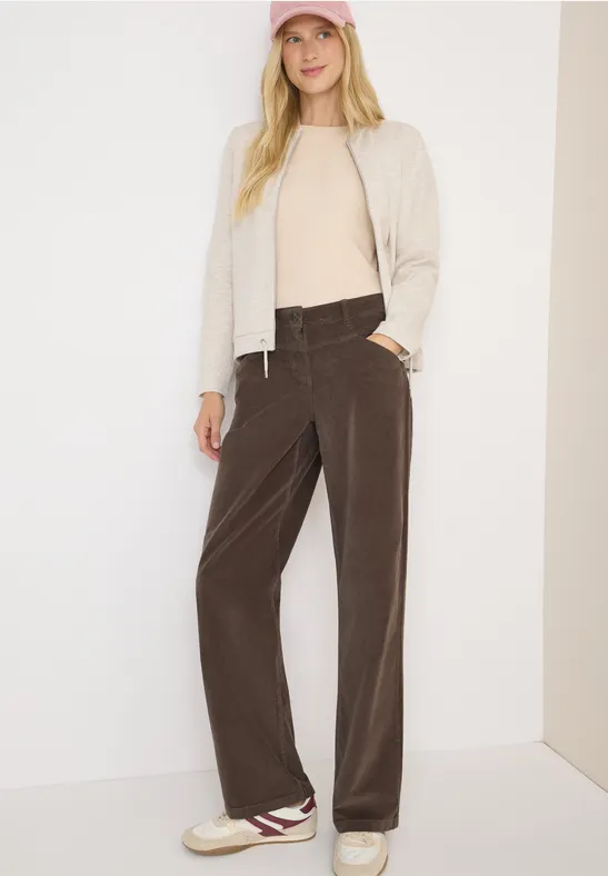 Wide Legs pantalon en velours côtelé misty taupe