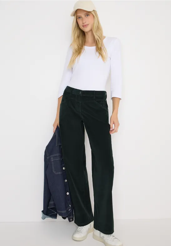 Wide Legs pantalon en velours côtelé dark emerald green