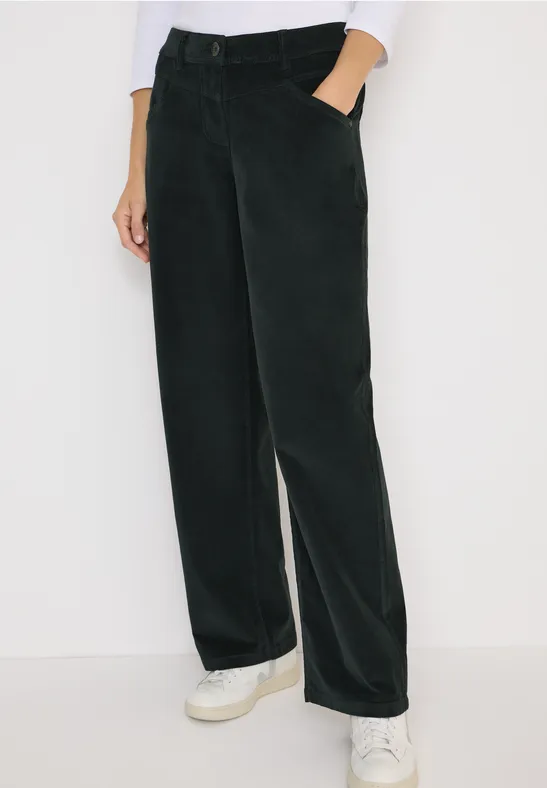 Wide Legs pantalon en velours côtelé dark emerald green