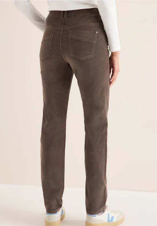 Slim Fit pantalon en velours côtelé misty taupe