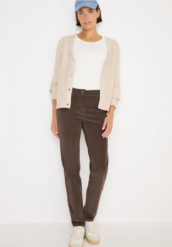 Slim Fit pantalon en velours côtelé misty taupe