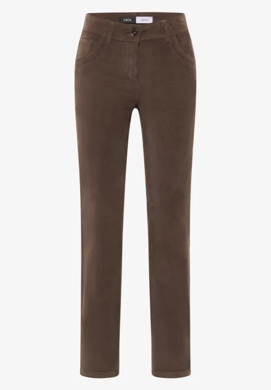Slim Fit pantalon en velours côtelé misty taupe