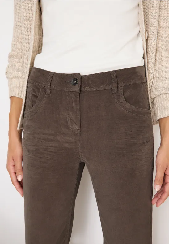Slim Fit pantalon en velours côtelé misty taupe