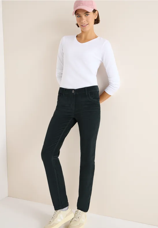 Slim Fit pantalon en velours côtelé dark emerald green