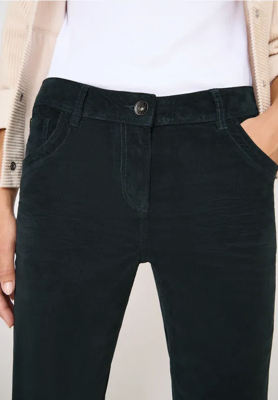 Slim Fit pantalon en velours côtelé dark emerald green