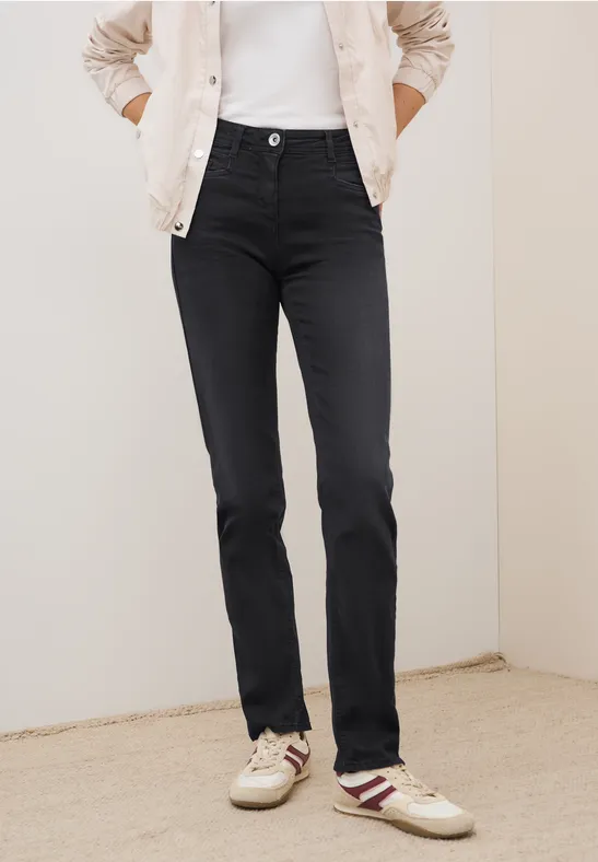 Straight Leg Jeans dark grey washed