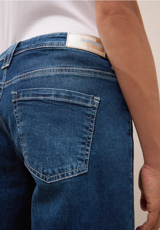 Wide Legs Jeans mid blue used wash