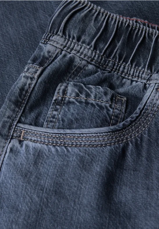 Wide Leg Jeans mit Tunnelzug mid blue wash