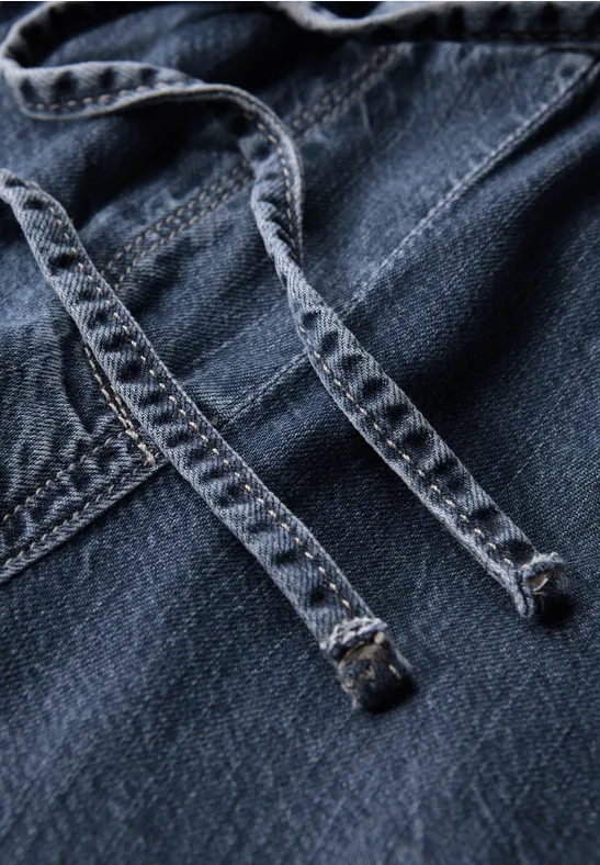 Wide Leg Jeans mit Tunnelzug mid blue wash
