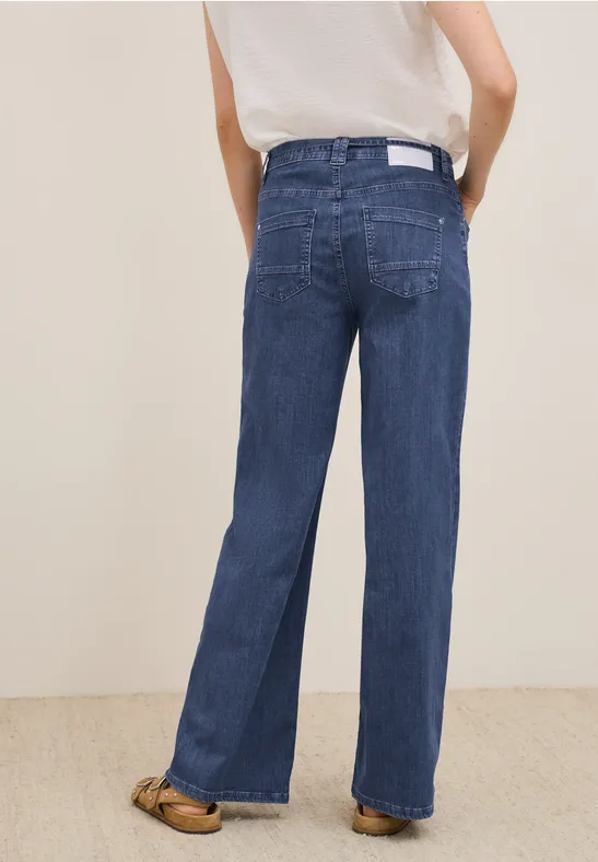 Flared Wide Leg Jeans mid blue wash