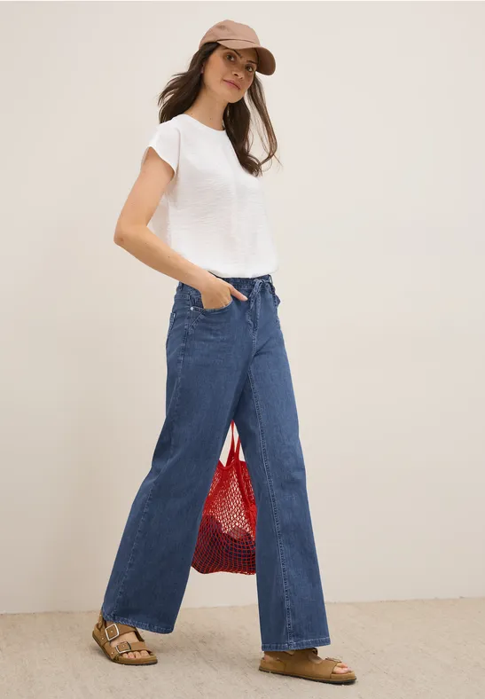 Flared Wide Leg Jeans mid blue wash