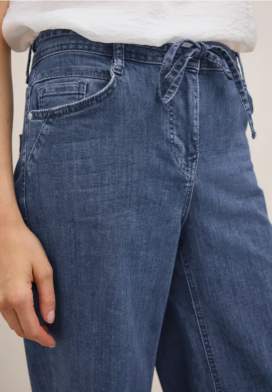 Flared Wide Leg Jeans mid blue wash