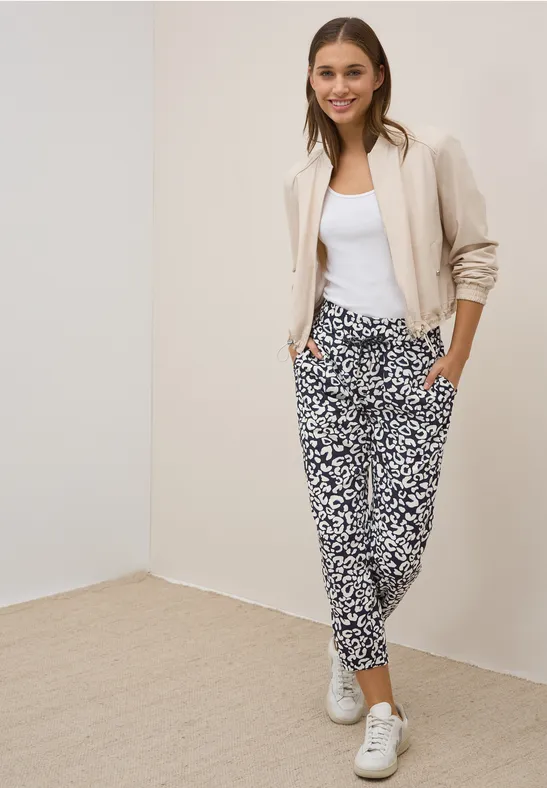 Gemusterte Loose Fit Hose urban dark blue