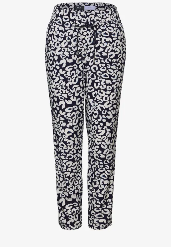 Gemusterte Loose Fit Hose urban dark blue