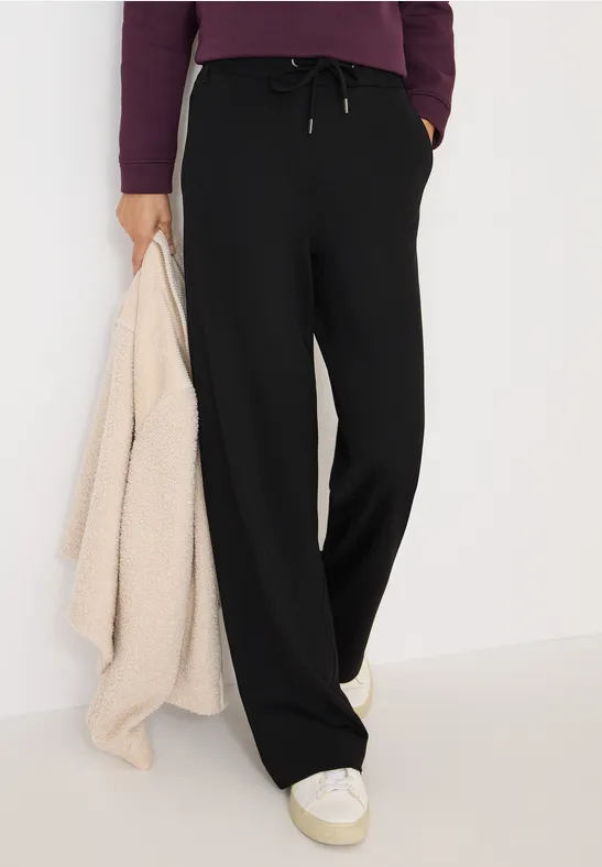 Straight Leg Jersey-Hose Black