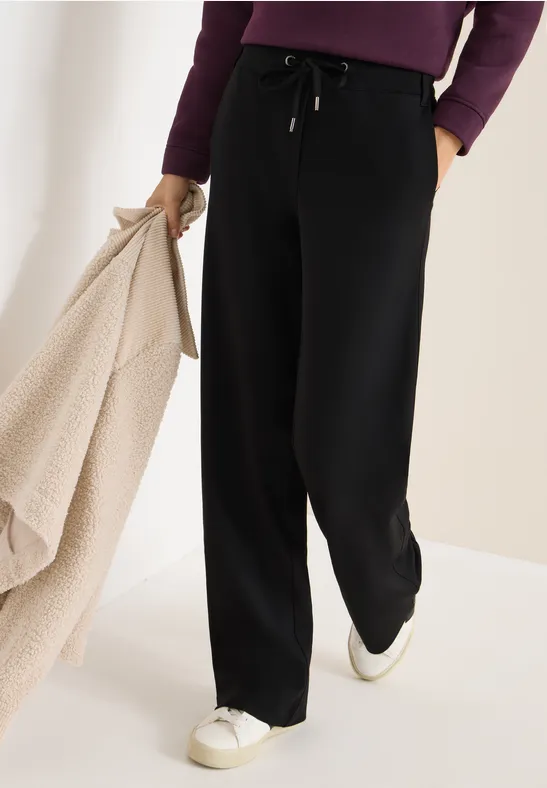 Straight Leg Jersey-Hose Black