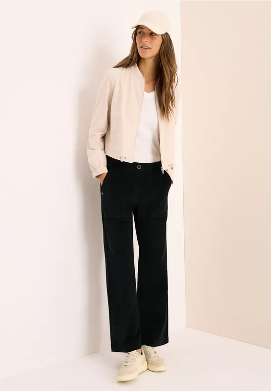 Wide Leg Cordhose ink green