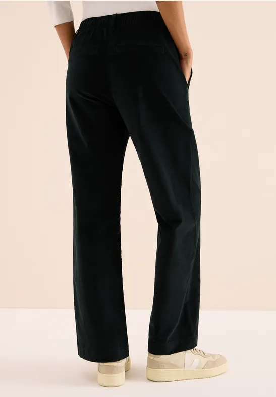 Wide Leg Cordhose ink green