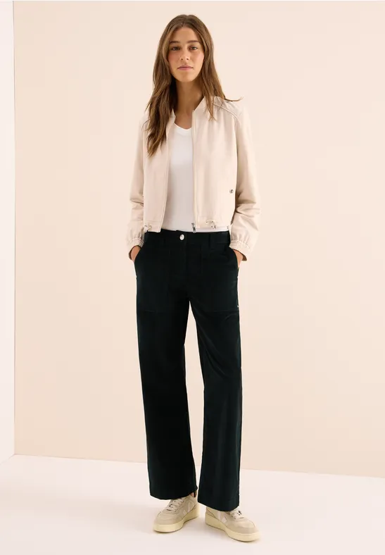 Wide Leg Cordhose ink green