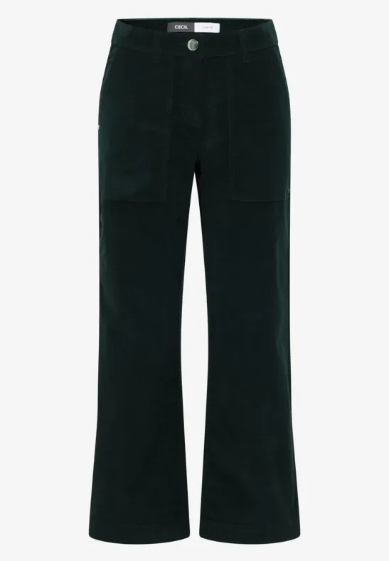 Wide Leg Cordhose ink green