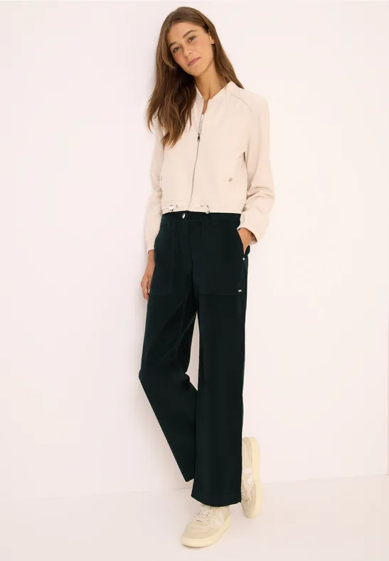 Wide Leg Cordhose ink green