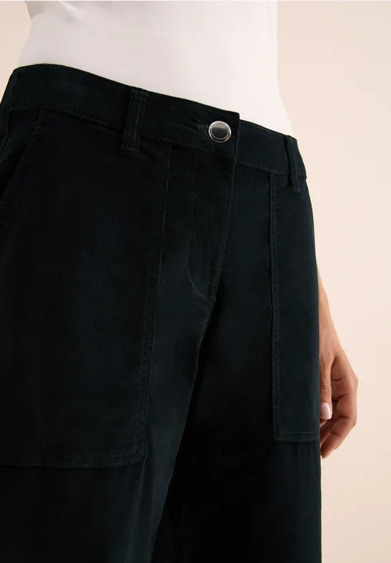 Wide Leg Cordhose ink green