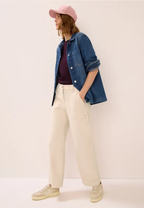 Wide Legs pantalon en velours côtelé oat milk beige