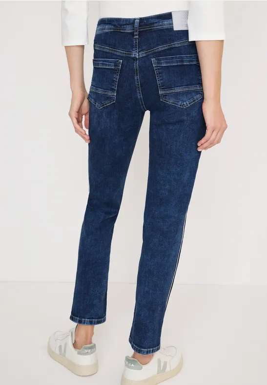 Jeans à rayures gallon mid blue used wash