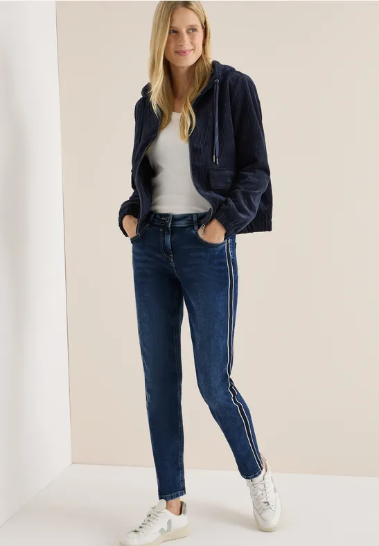 Jeans à rayures gallon mid blue used wash