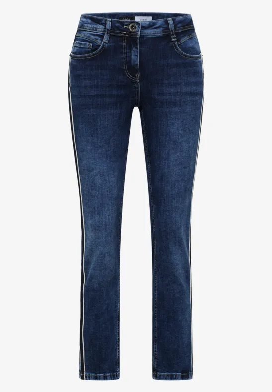 Jeans à rayures gallon mid blue used wash