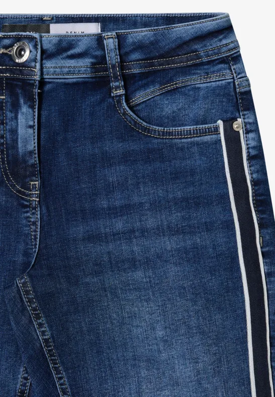 Jeans à rayures gallon mid blue used wash