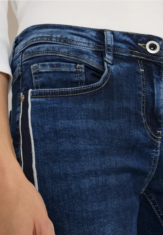 Jeans à rayures gallon mid blue used wash