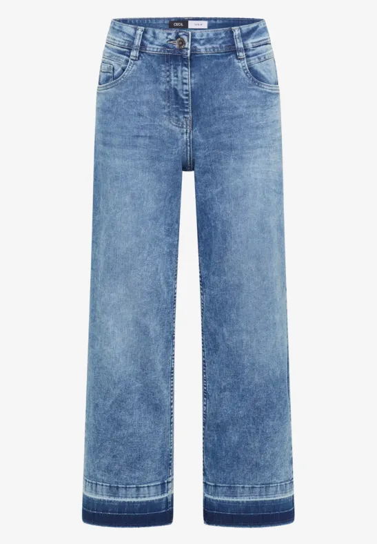 Weite, gerade geschnittene blaue Jeans im Vintage-Look.