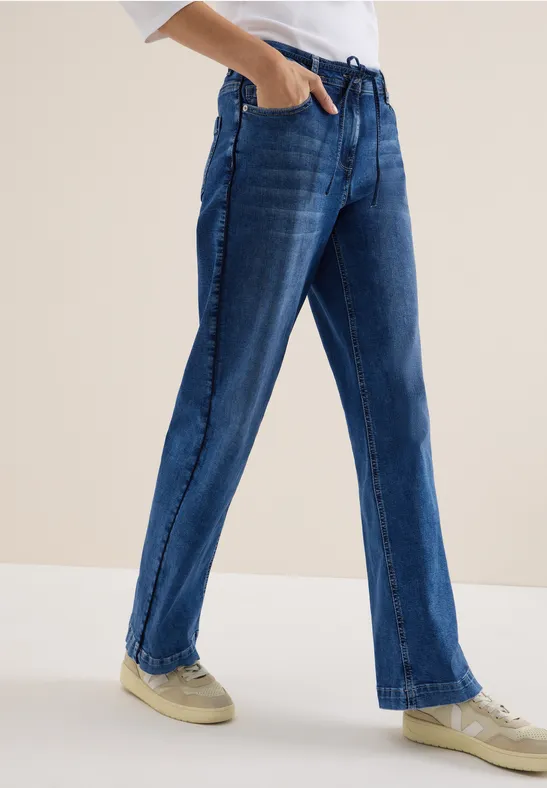 Jeans à rayures gallon mid blue wash