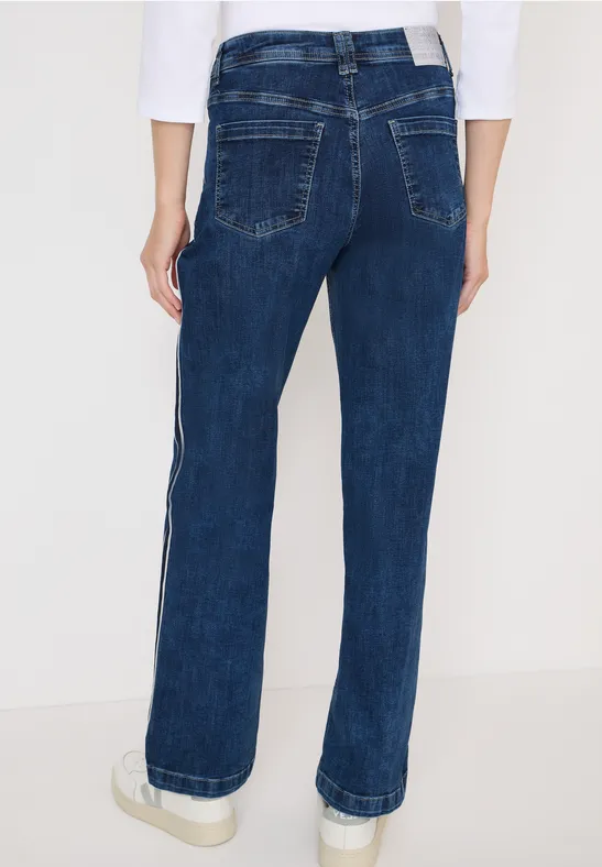 Jeans à rayures gallon mid blue used wash