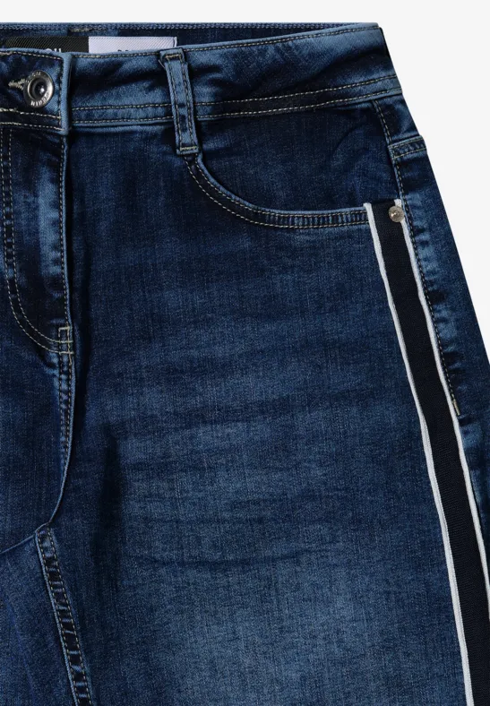 Jeans à rayures gallon mid blue used wash