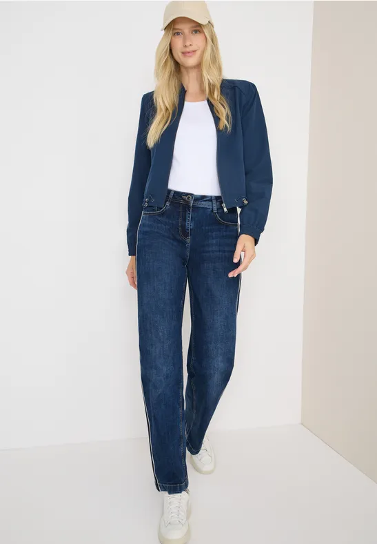 Jeans à rayures gallon mid blue used wash
