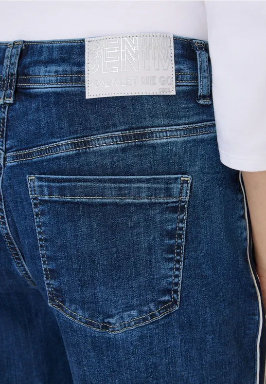 Jeans à rayures gallon mid blue used wash