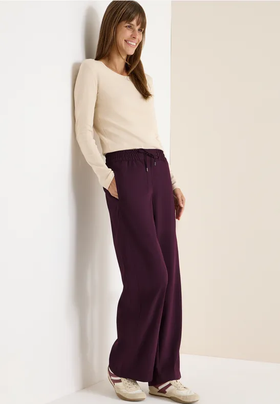 Wide Legs Pantalon eggplant red