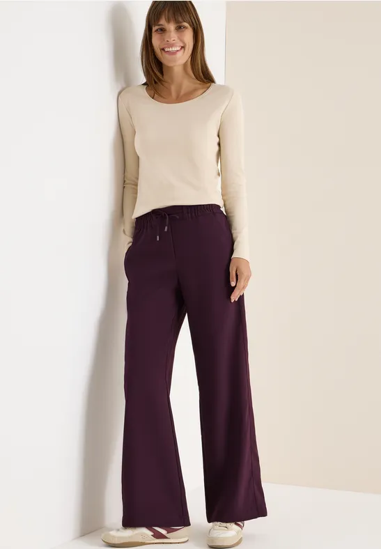 Wide Legs Pantalon eggplant red