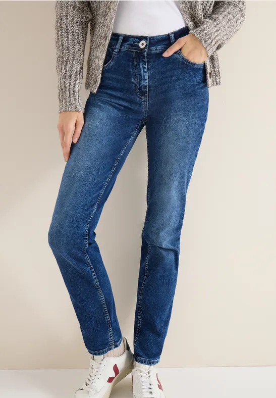 Straight Leg Jeans mid blue wash