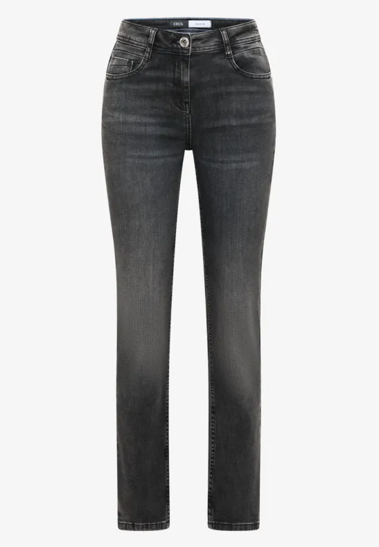 Straight Leg Jeans dark grey washed